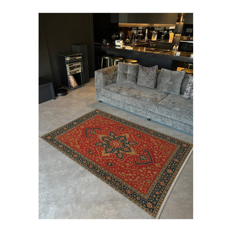 Tapis tissé rouge Mosso, 2 pi 6 po x 9 pi 10 po