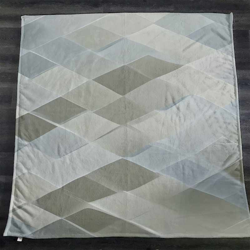 Throw Blanket, Geometric Shapes/Abstract, 68" W x 80" L, Gray/Green