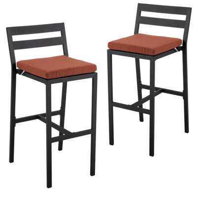 Patio Bar Stool In Powder-Coated Aluminum Frame With Removable Cushion Chelsea Collection