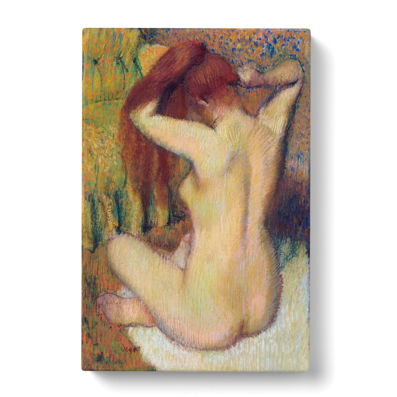 Woman Combing Her Hair by Edgar Degas - Wrapped Canvas Painting, 50cm H x 35cm W x 3cm D