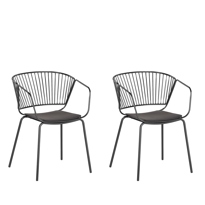 Boghos 44cm H Metal Slat Back Armchair, Black