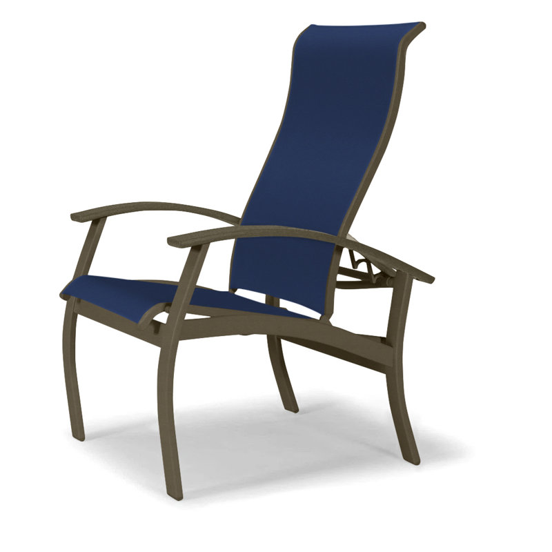 Chaise de patio Askar, Beachwood, Bleu marine 13D Sunbrella®, Bois de plage texturé
