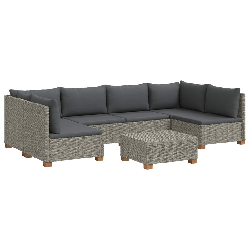  Rattan Lounge Set with Cushions GENDT 7 Piece Natural Rattan Modular, Kubu Grey