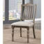 Chaises de salle à manger de style transitionnel, 2 pièces, bois massif gris antique avec coussin en tissu et pieds incurvés contemporains