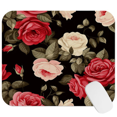 Floral Rose Flowers Pattern IV Gaming Cute Office Laptop Desk Pad Gift Mat Square Rectangle Non-Slip Mousepad