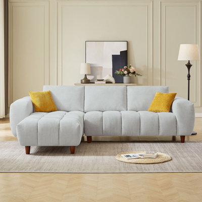 111.81" Convertible Sectional Sofa Couch, Caramel Color, More Comfortable L Shaped Sofa With Fabric Couch, Modern Design, Ideal For Living Room And Office, Perfect For Relaxing And Socializing