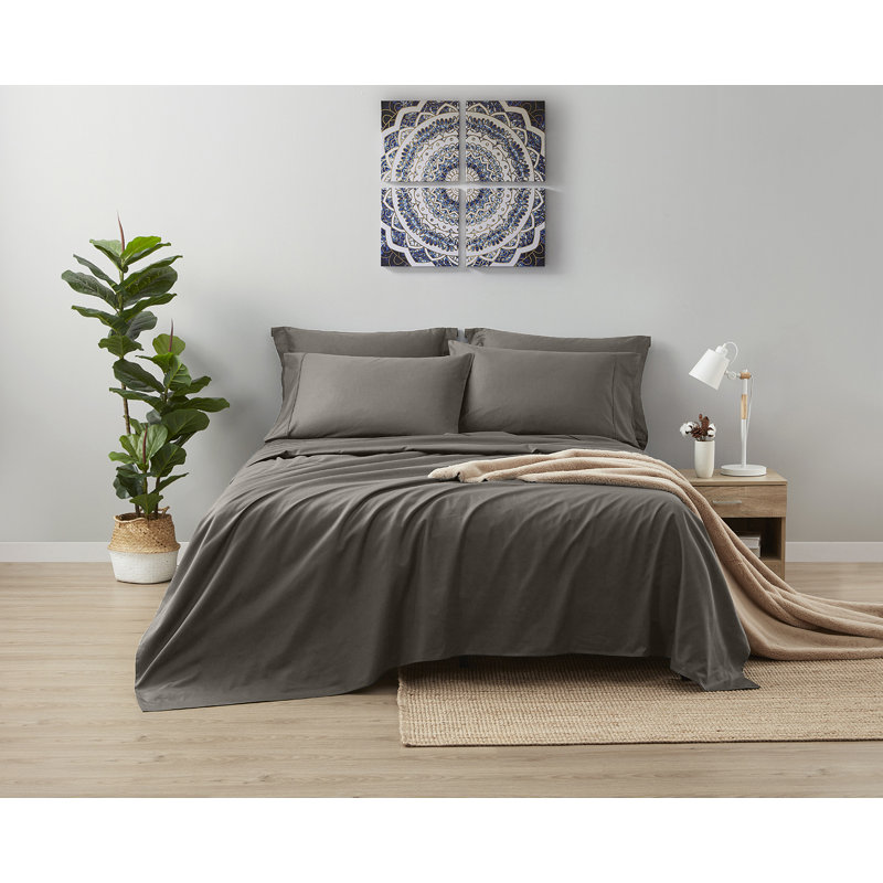 Ensemble de 4 valises pour chambre d'amis, Ensemble de draps très grand + 2 taies d'oreiller, Gris cendré