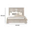 Grand lit Diaz, motif Sunburst, panneau encastré, bois gris clair