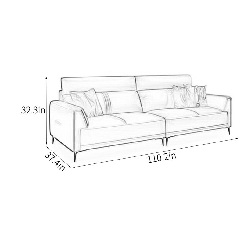 Canapé de bureau décontracté et élégant, 4, H 32,3 po x l 110,2 po x P 37,4 po