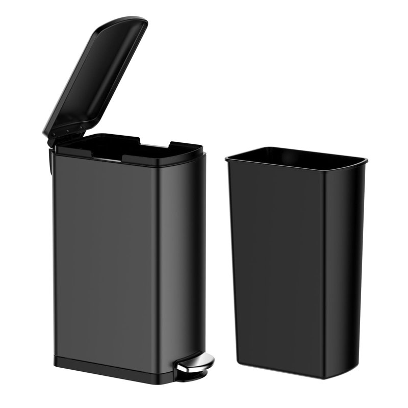 Poubelle de cuisine 8 gallons avec couvercle à fermeture douce, noir