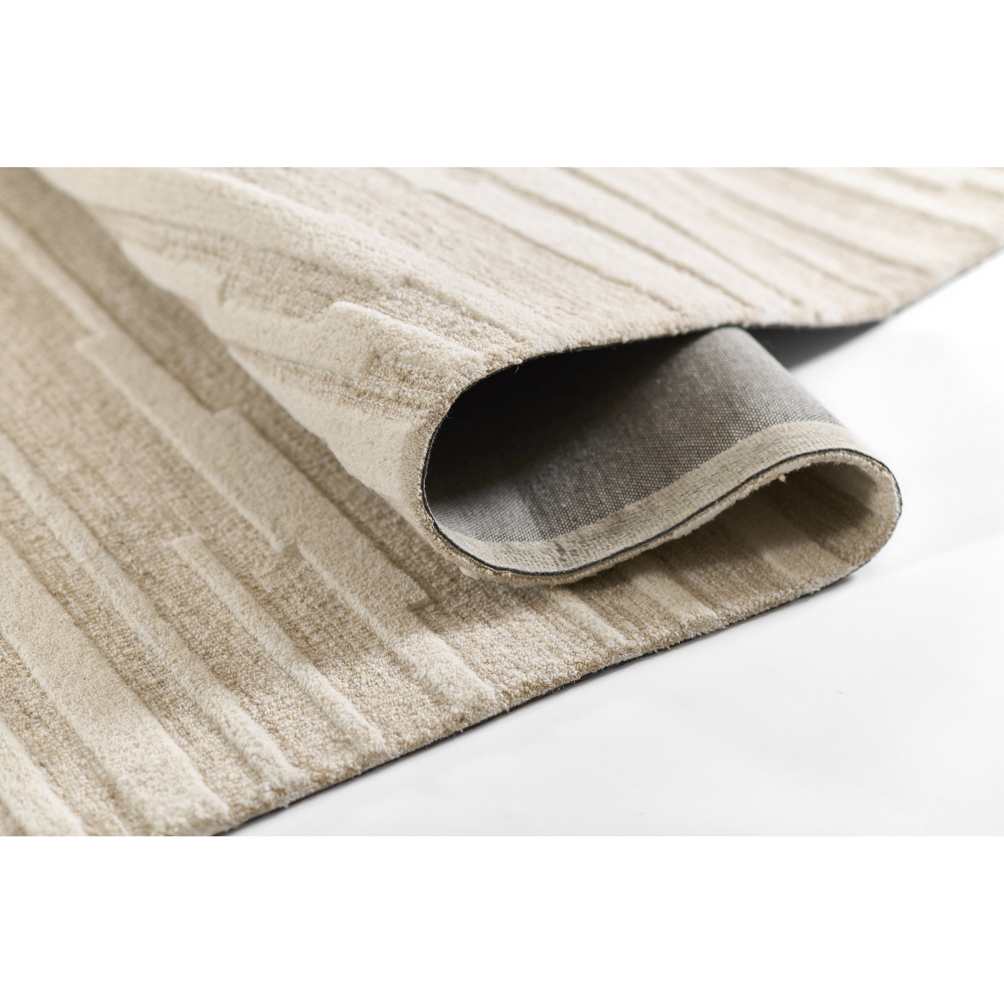 Keaundra Handmade Wool Taupe Rug, Rectangle 5' x 8'