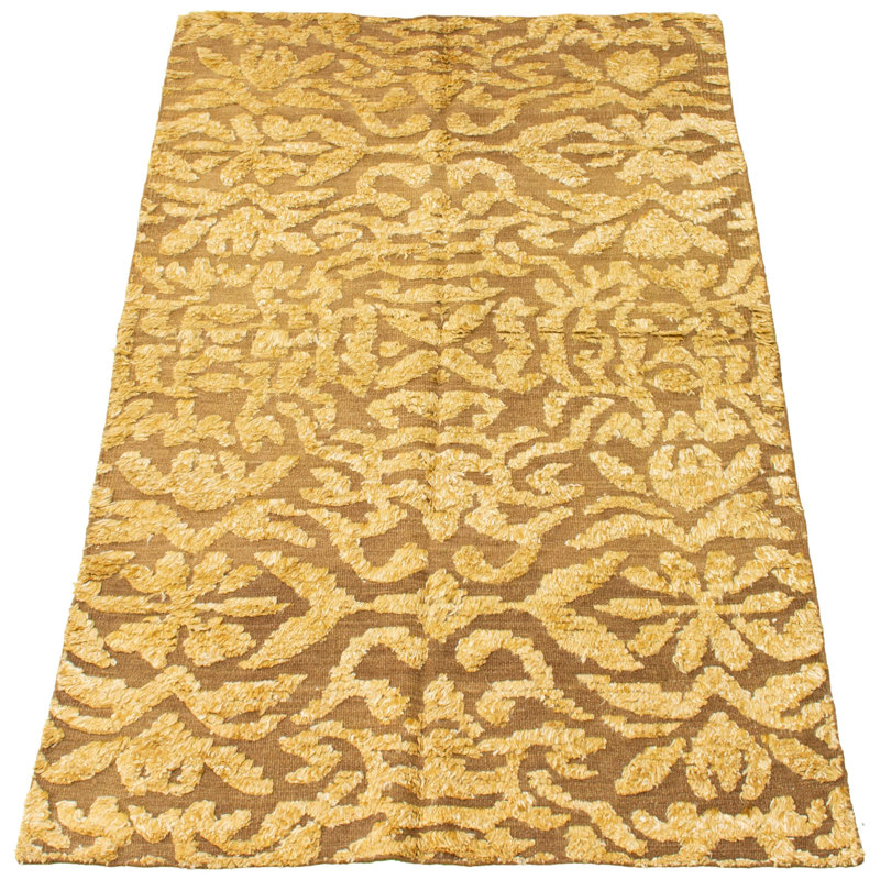 Tapis décoratif en laine noué à la main de conception unique 5 pi 3 po x 8 pi 3 po Bronislava noué à la main