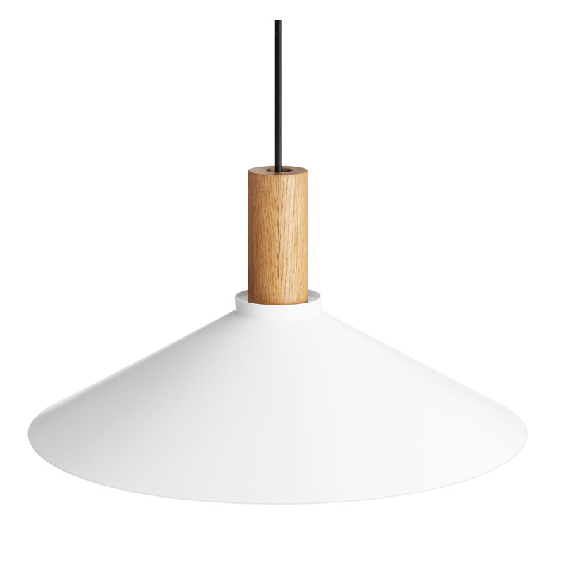 Emblem 1 - Light Pendant, White, White Oak, 9" H x 18" W x 18" D