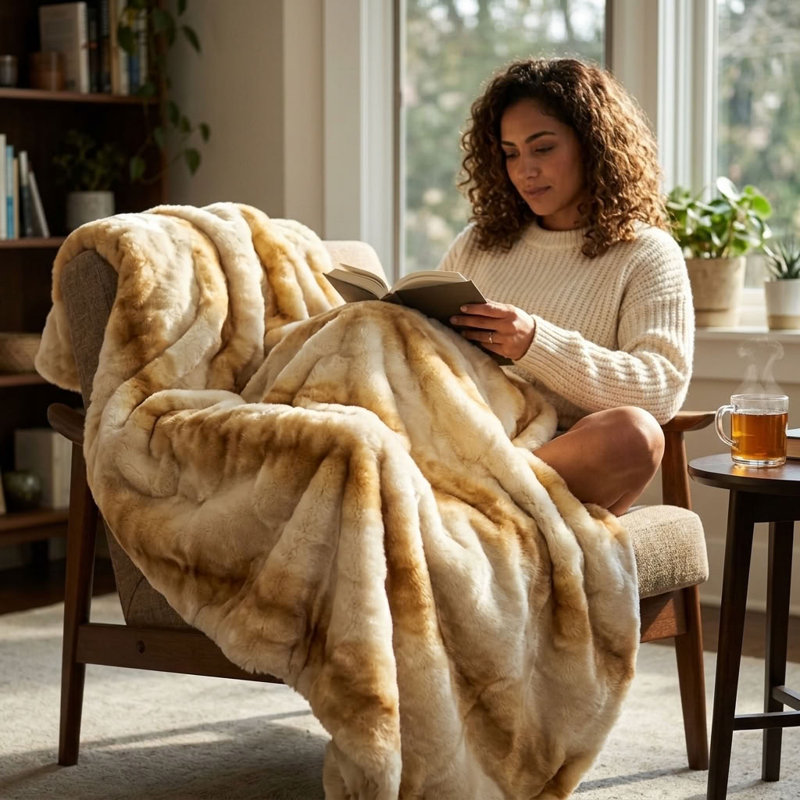 Snow Lynx Throw Blanket