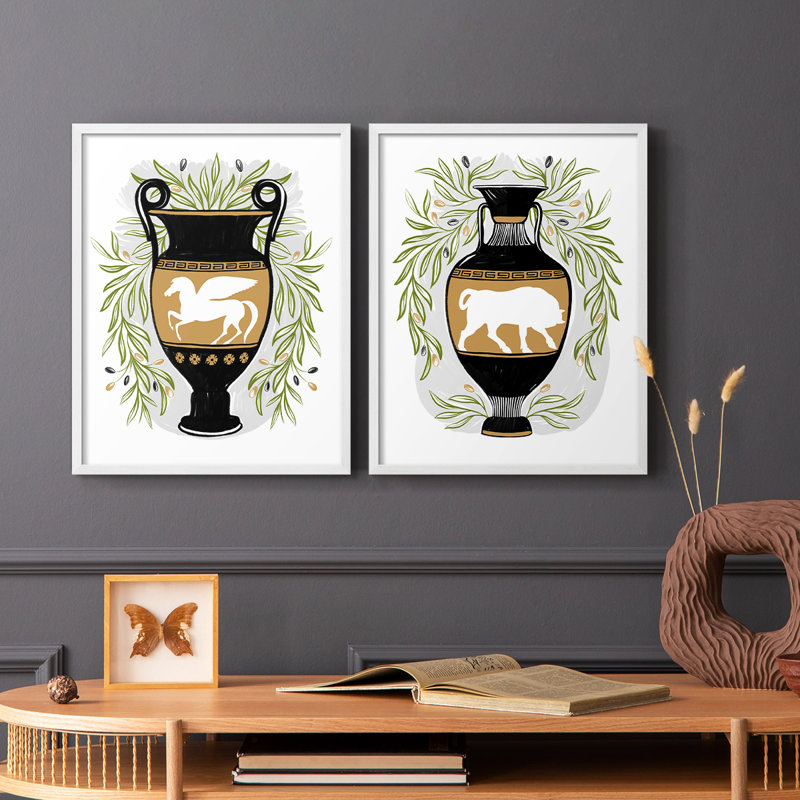Vases grecs III - reproduction encadrée de qualité supérieure - prêt à être accroché - aucun clou requis - aucun clou requis