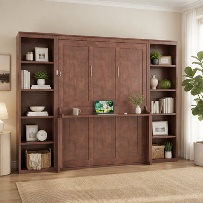 Queen Size Murphy Bed With Desk And Bookshelf
