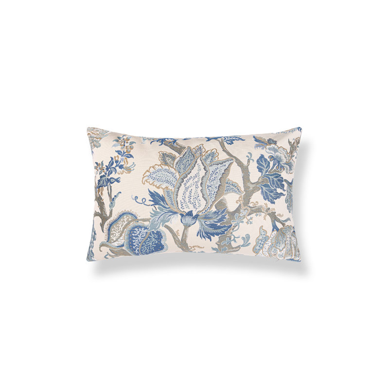 INDIENNE LAMPAS PILLOW, Rectangle 14"H x 22"W, Federal Blue