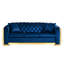 Ensemble de canapés Chesterfield 2 pièces de luxe en velours de 81 po, canapé capitonné à 3 sièges avec tissu en acier inoxydable doré bleu marine pour le salon-1912035081