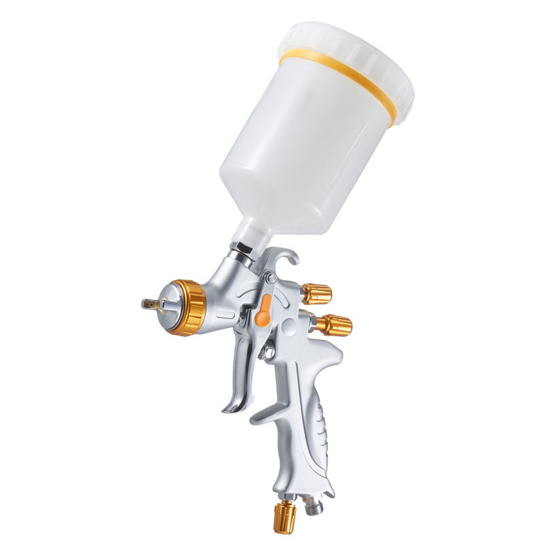 HVLP Air Spray Gun, Gravity Feed Paint Sprayer Gun with 3 Nozzles (1.3/1.4/1.7mm), 600ml Capacity Auto Paint Sprayer with Air Regulator for Automotive Primers, Clear Coats & Topcoats