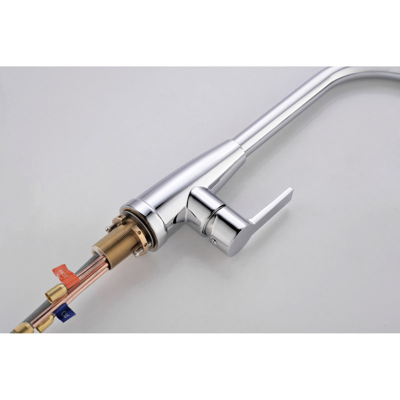 Chrome Single-Handle Pull Down  Sprayer Kitchen Faucet With CUPC Certification In Stainless Steel