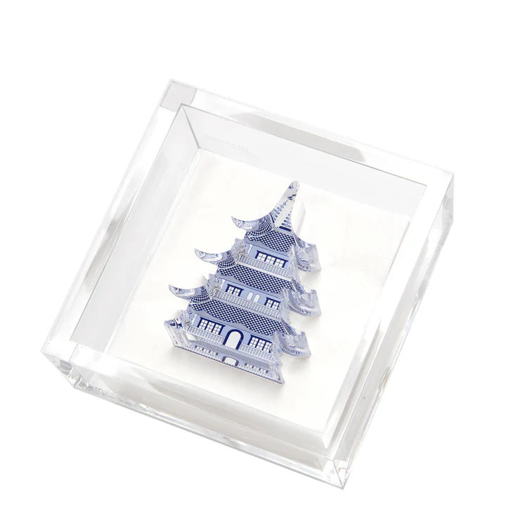 Blue Pagoda Cocktail Napkin Holder, Blue