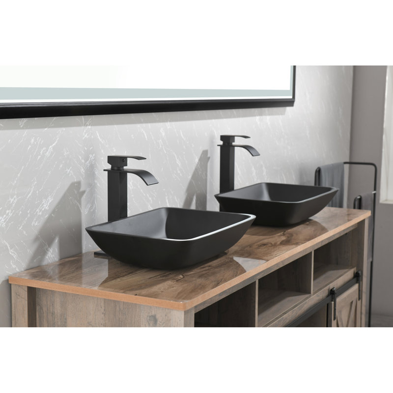 Lavabo vasque rectangulaire noir mat avec robinet et bonde escamotable 13 po x 18,13 po x 4