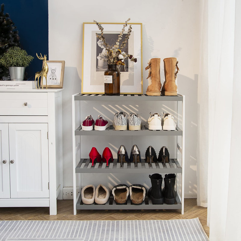 8 Pair Shoe Rack, Grey