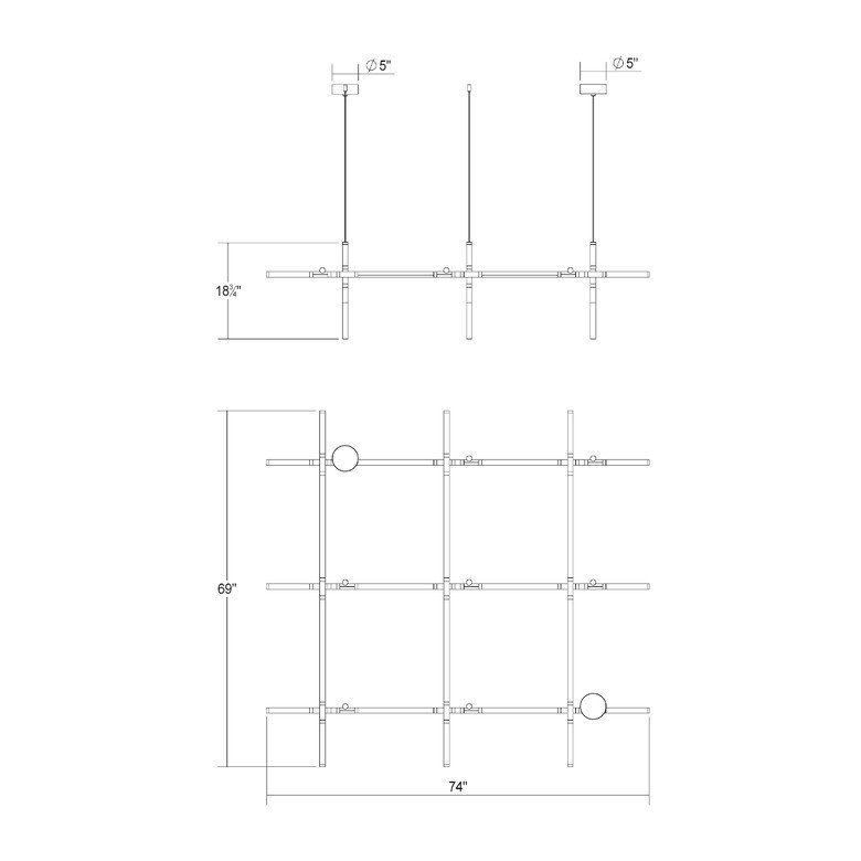 Labyrinth 1 - Light LED Chandelier, Brass