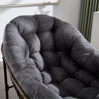 Outdoor Rattan Rocking Chair, Padded Cushion Rocker Recliner Chair Outdoor For Front Porch, Living Room, Patio, Garden