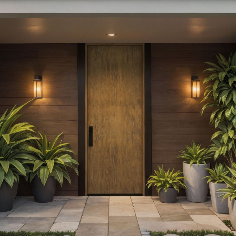 Porte à panneau encastré 96 po Blanq Slab Only Acajou - Contemporain, moderne, brut, 30" x 96" [30" Door]