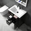 Meuble-lavabo autoportant noir 24 po - Lavabo en céramique avec tiroir rabattable, tablette réglable et rangement fermé-1840400423