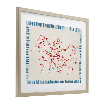 Pieuvre à pois pointillés, impression sous verre, design par Hannah Dawson