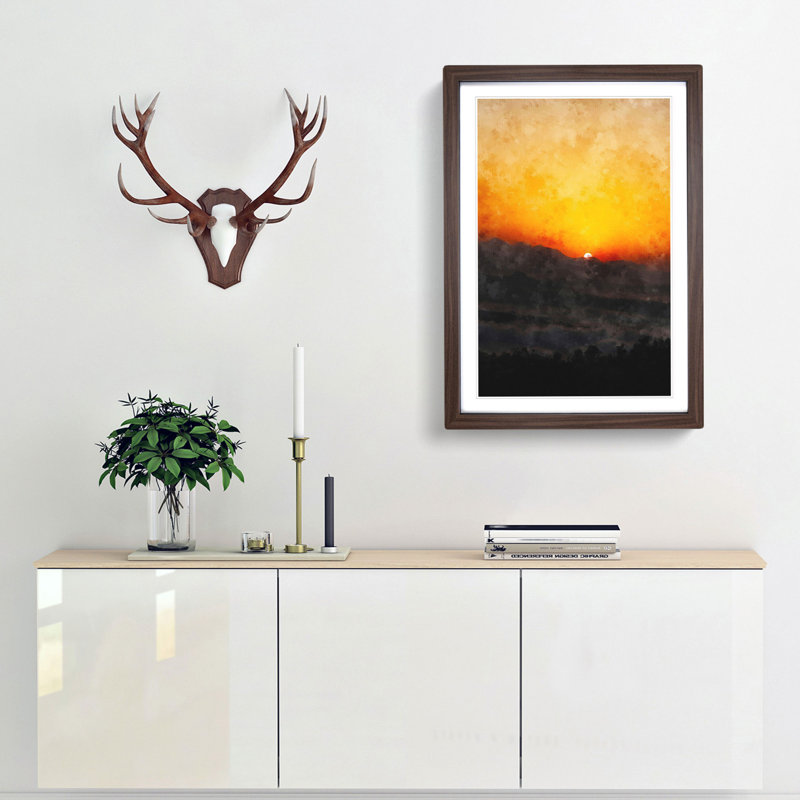 Indian Sunrise - Framed Print, 45cm H x 33cm W x 2cm D, Walnut Framed