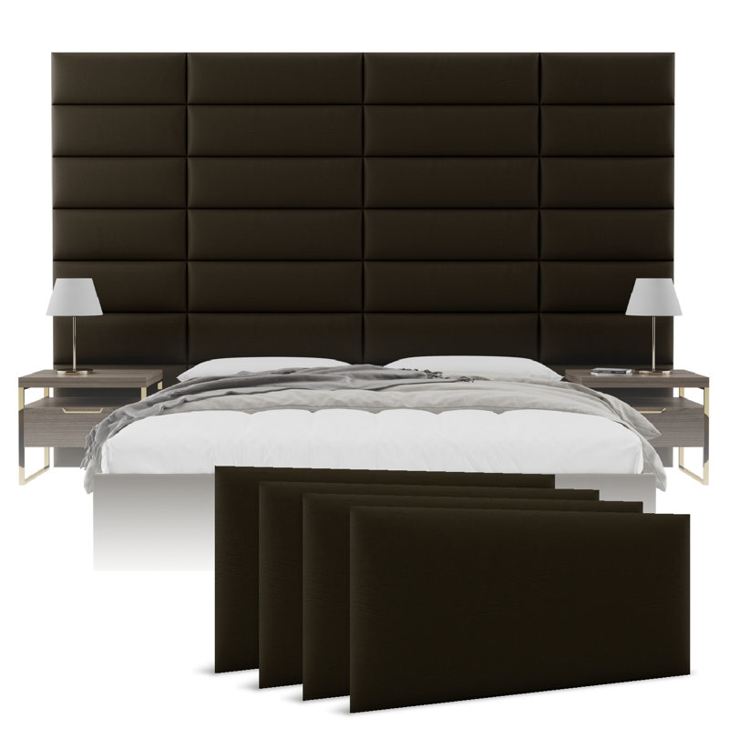 Upholstered Headboard, Small, Vintage Leather Saddle Brown
