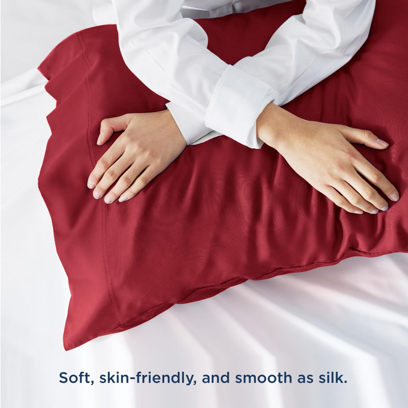 Rayon from Bamboo Pillowcase with Envelope Closure, Red, Standard Pillowcase