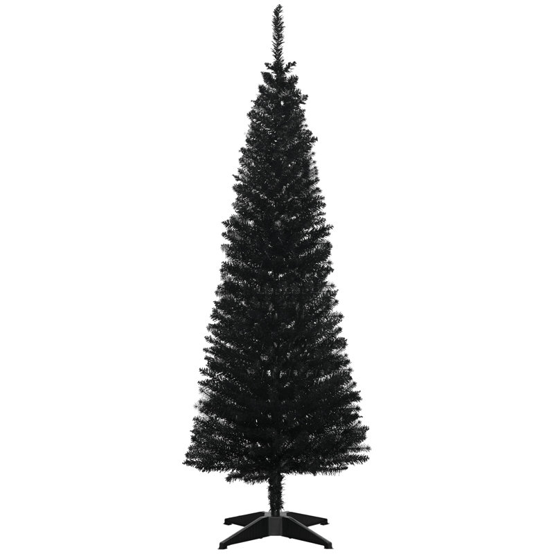Arbre de Noël artificiel 5 pi avec arbre de Noël 5 pi avec 294 branches réalistes et base, Noir, H 5 pi