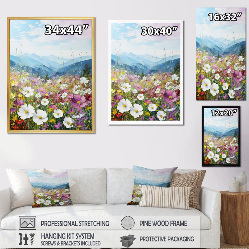 «Pink Ferns Hill In Canada I», reproduction sur toile, Toile tendue, H 32 po x l 24 po x P 1 po