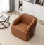 Fauteuil demi-tonneau pivotant en similicuir Broderic-1979426728