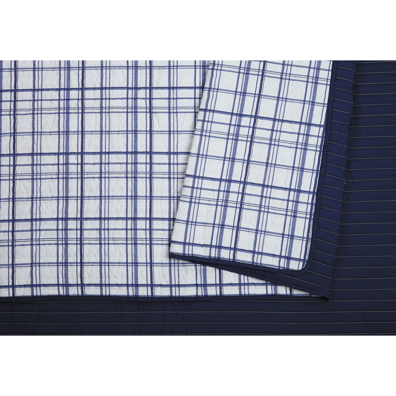 Charcoal and White Reversible Microfiber Full Quilt Set