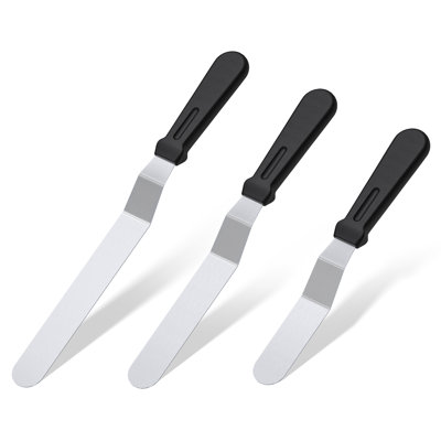 U-Taste Offset Icing Spatulas, Stainless Angled Cake Decorating Frosting Spatula Set of 3