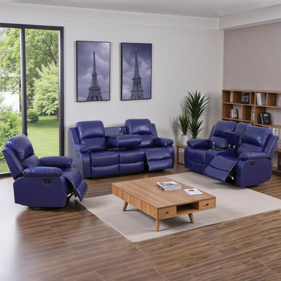 3-Piece Manual Reclining Living Room Sofa Set