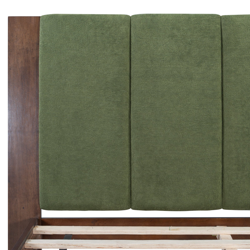Structure de lit Arden, Grand lit, Vert / noyer