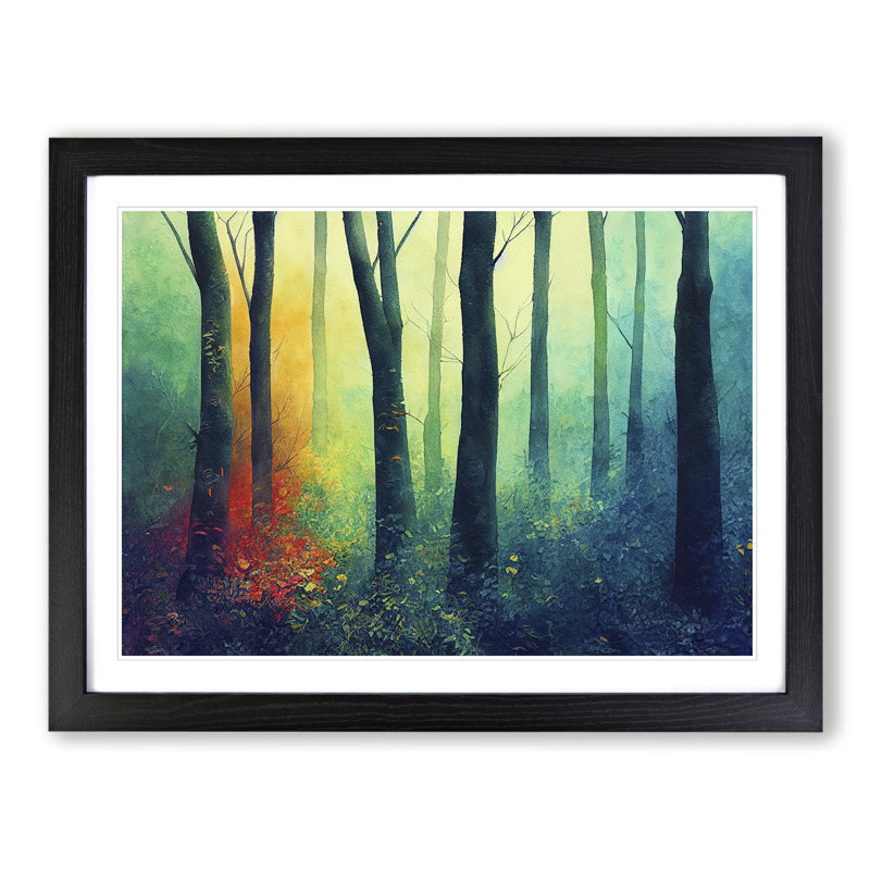 Extraordinary Colourful Forest - Single Picture Frame Painting, Black, 46cm H x 64cm W x 2cm D