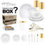 Service de vaisselle jetable en plastique blanc vintage - 120 couverts
