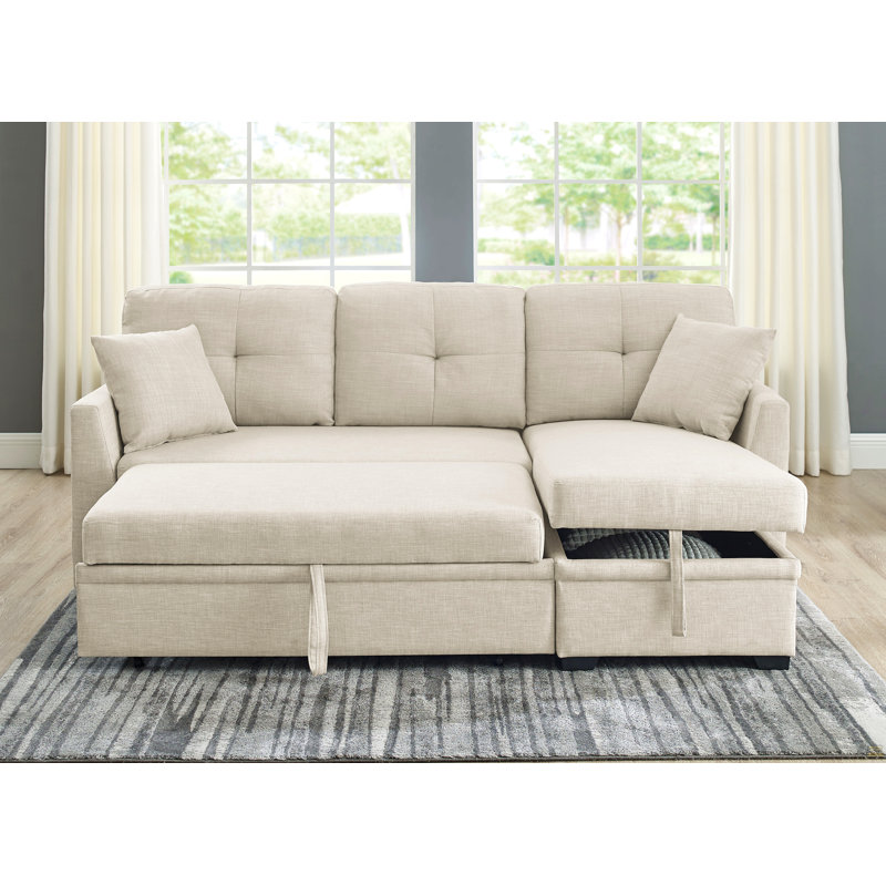 Canapé-lit modulaire avec rangement, Polyester beige