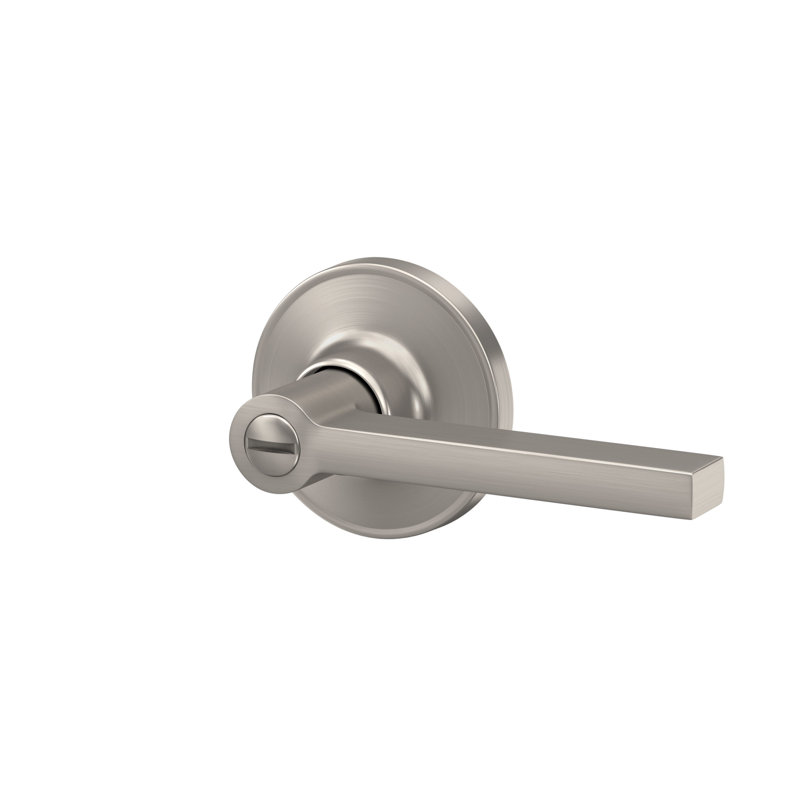 Solstice Privacy Door Lever with Rosette, Satin Nickel