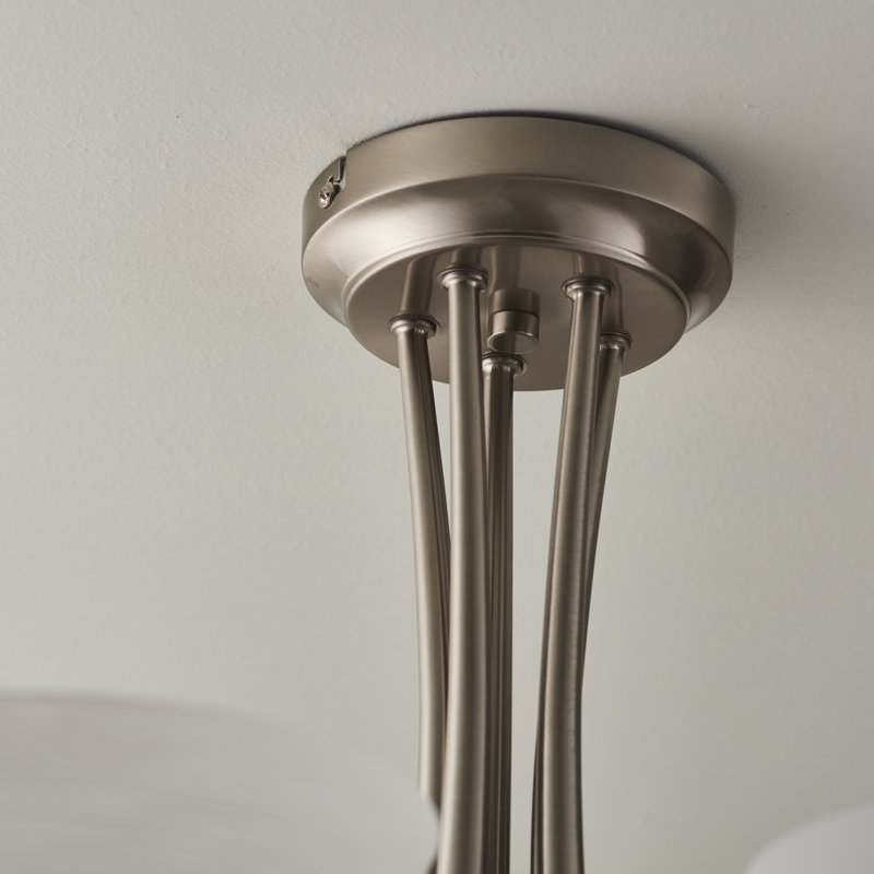 Montague Glass Semi Flush Mount, Satin Chrome