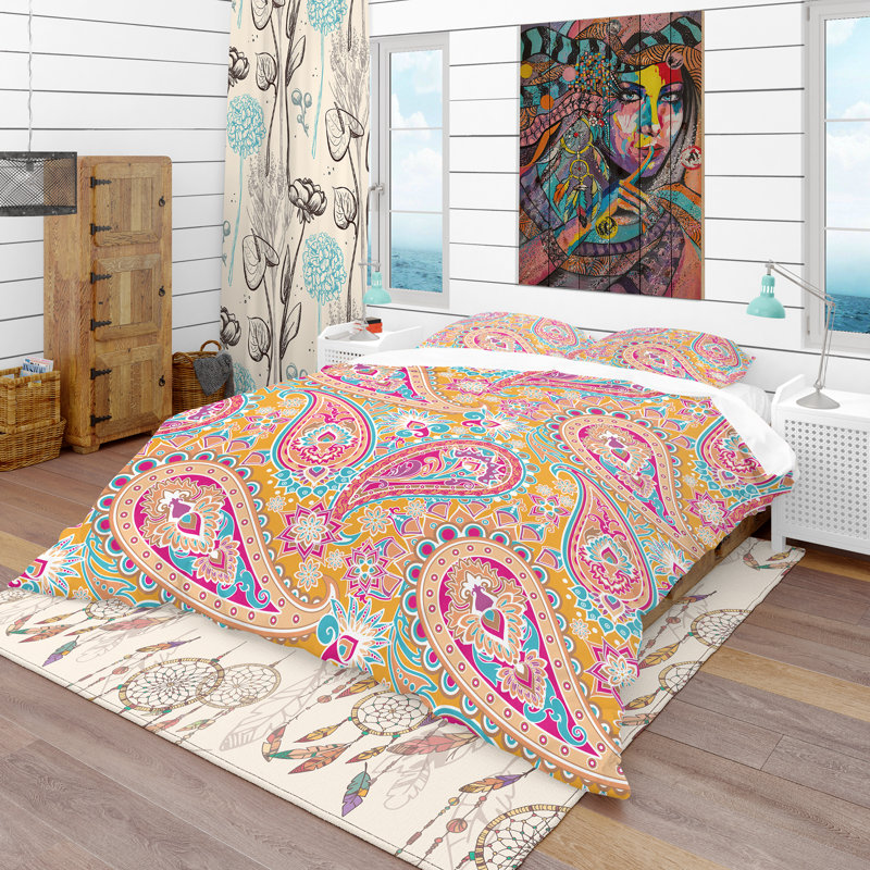 Ensemble de housse de couette rétro, Housse de couette double / grand + 2 taies