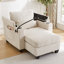 Chaise longue convertible 37,4 po en velours côtelé beige avec ports, porte-gobelets, compartiments de rangement et accoudoirs lombaires cachés sur le côté-244763407