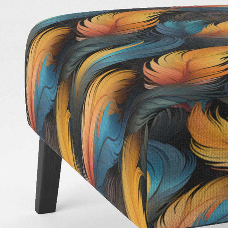 Fauteuil de chambre rembourré Glam Orange et bleu sarcelle Avian Elegance